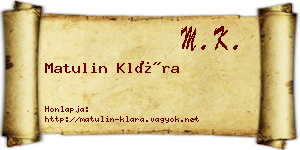 Matulin Klára névjegykártya
